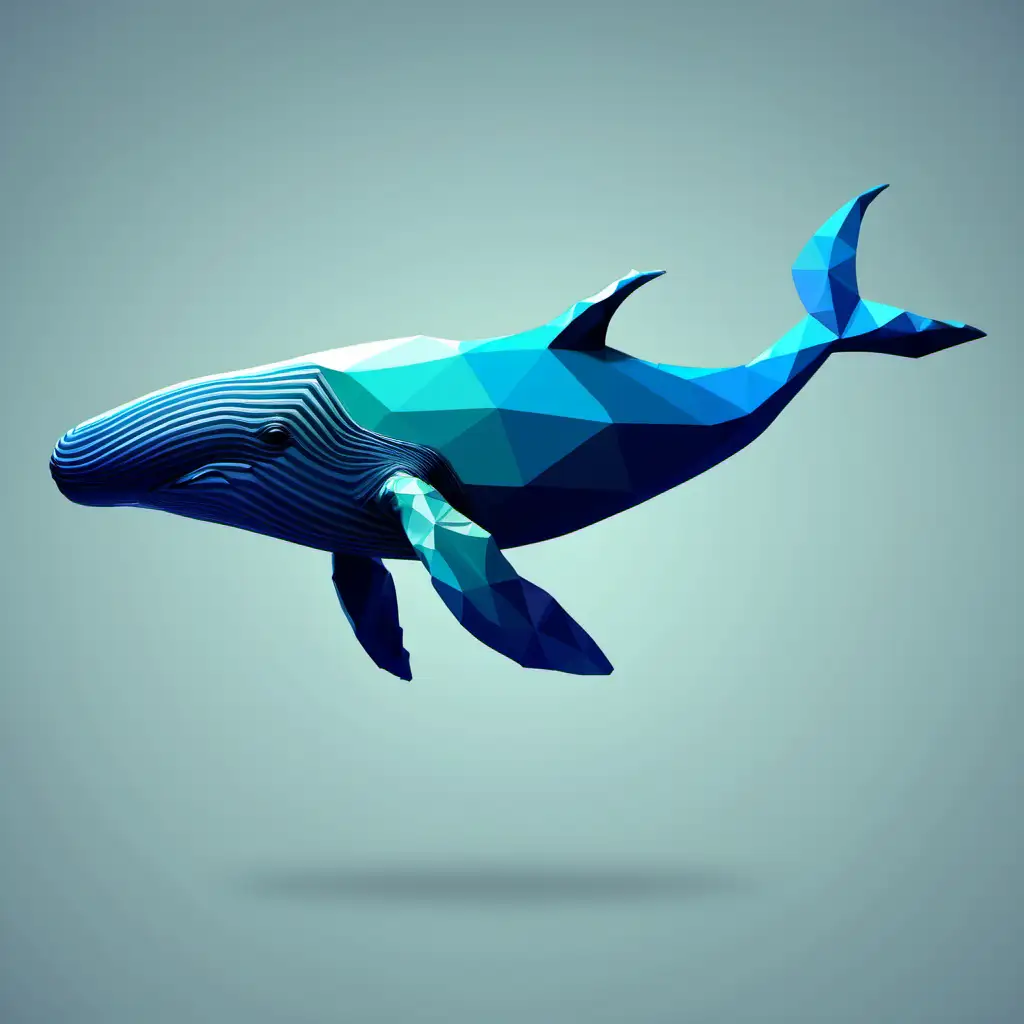 Geometric Polygonal Whale Illustration in Vibrant Colors