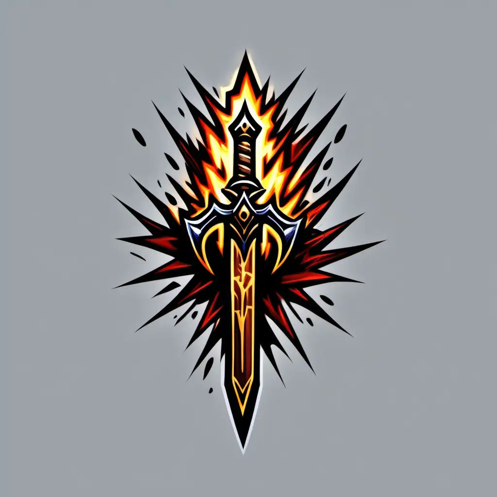 fancy fantasy spell attackspeed icon; colorfull 2d darkest dungeon style;  transparent background, --no background elements; --no text;  --no shadow; white background; thunderbolt sword