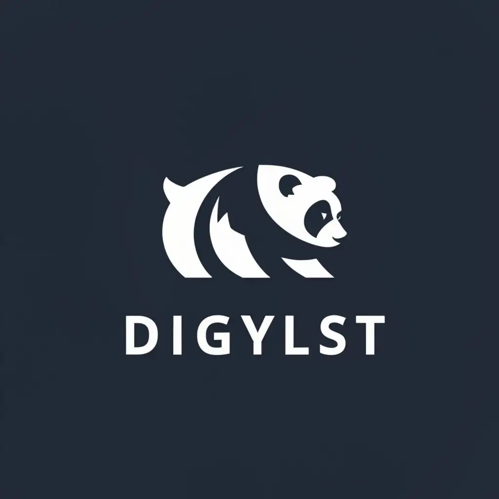 a logo design,with the text "DIGYLST", main symbol:PANDA,Minimalistic,be used in Technology industry,clear background