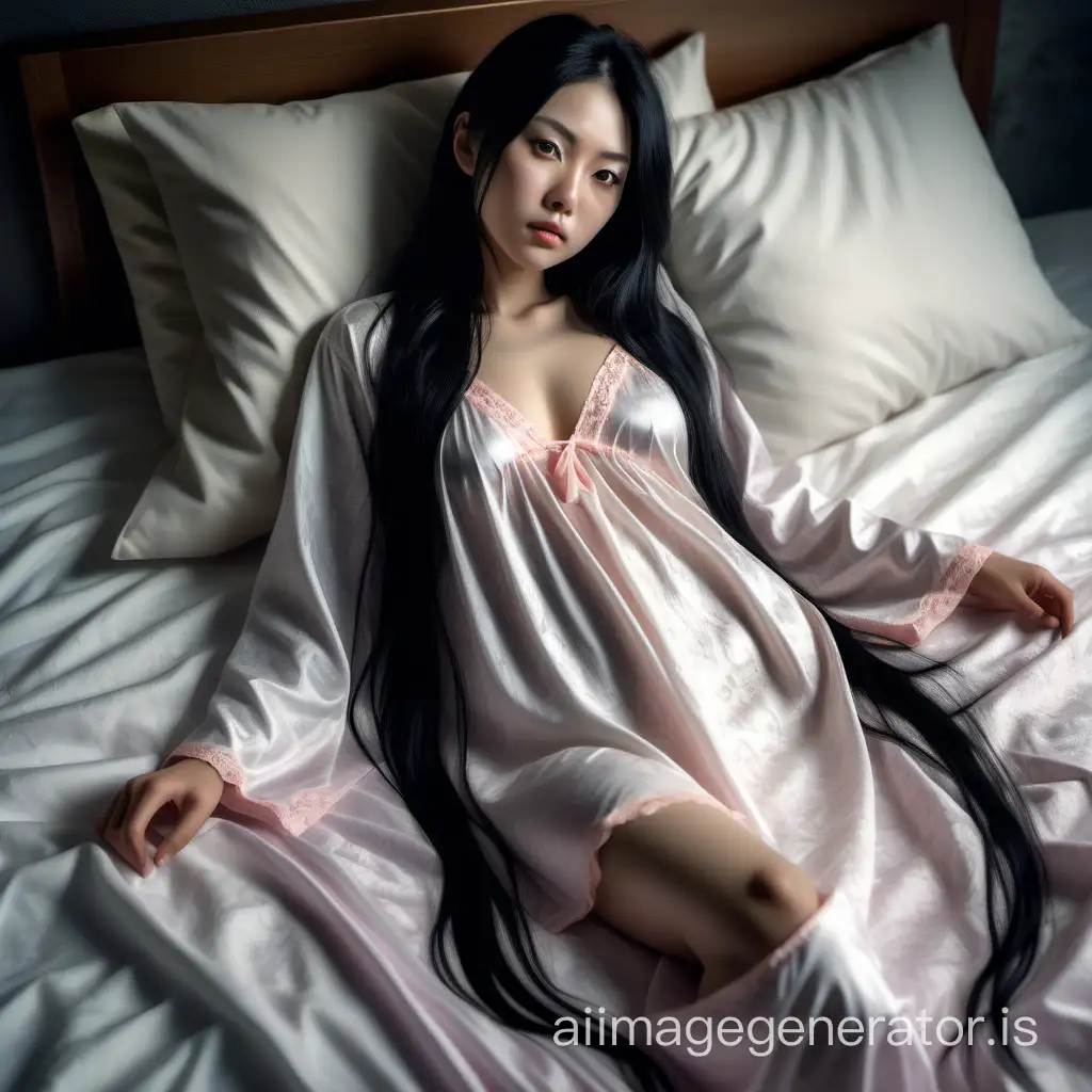 Japanese-Woman-in-Nightgown-Hyperrealistic-Portrait-with-Imperfect-Skin
