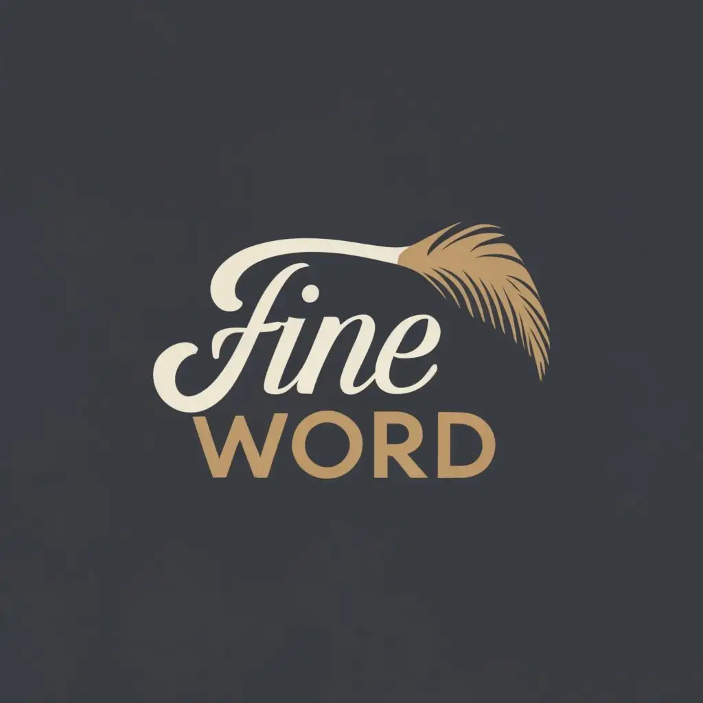 logo, Quill, Inkwell, Stylized Letters, Neutrals, Elegance, Professionalism, Excellence, Precision, Modern Design, Black, White, Gold, Silver., with the text "Fine Word", typography