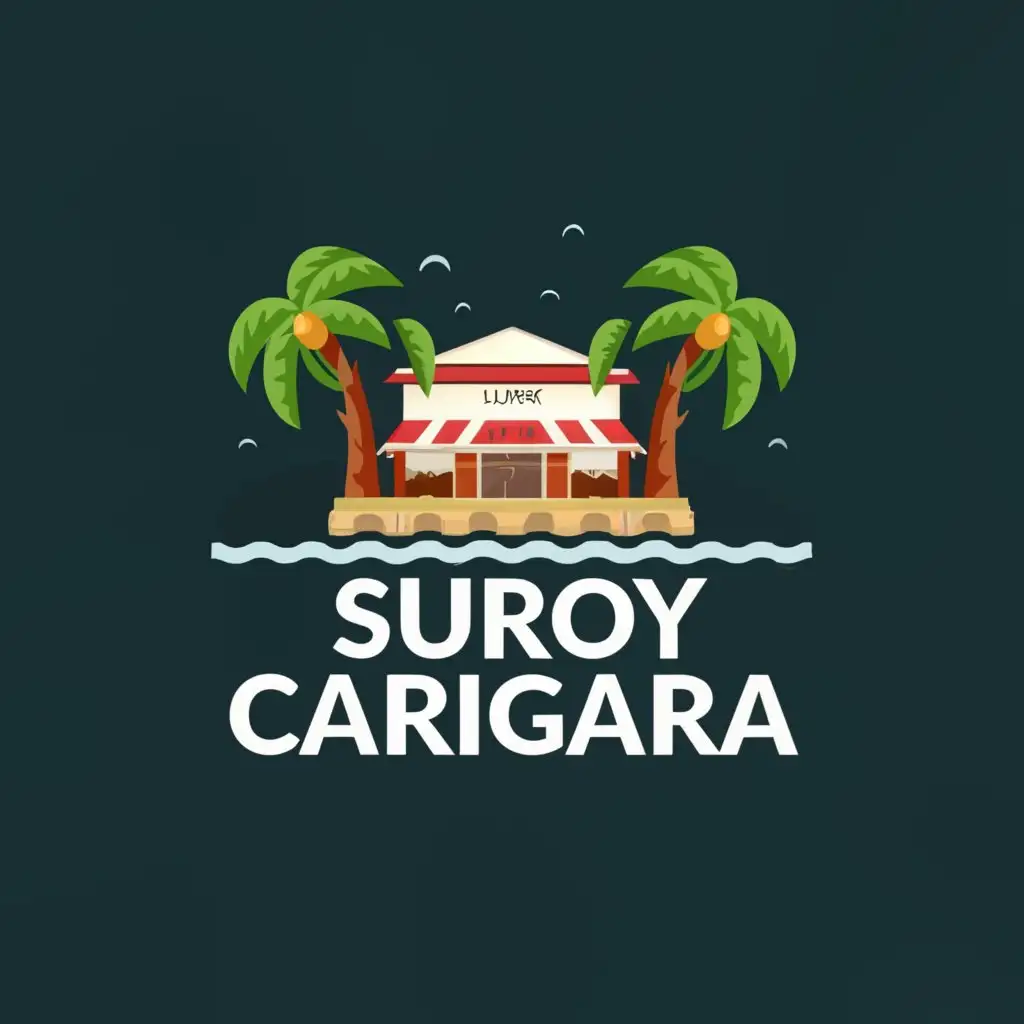 a logo design,with the text "SUROY CARIGARA", main symbol:best beach resort,complex,clear background