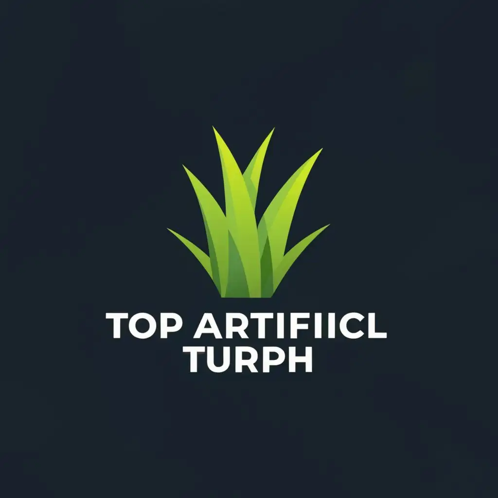 a logo design,with the text "Top Artificial Turf", main symbol:Artificial grass, high-end brand, grass, football field lawn, golf course lawn, kindergarten ground lawn,Minimalistic,clear background