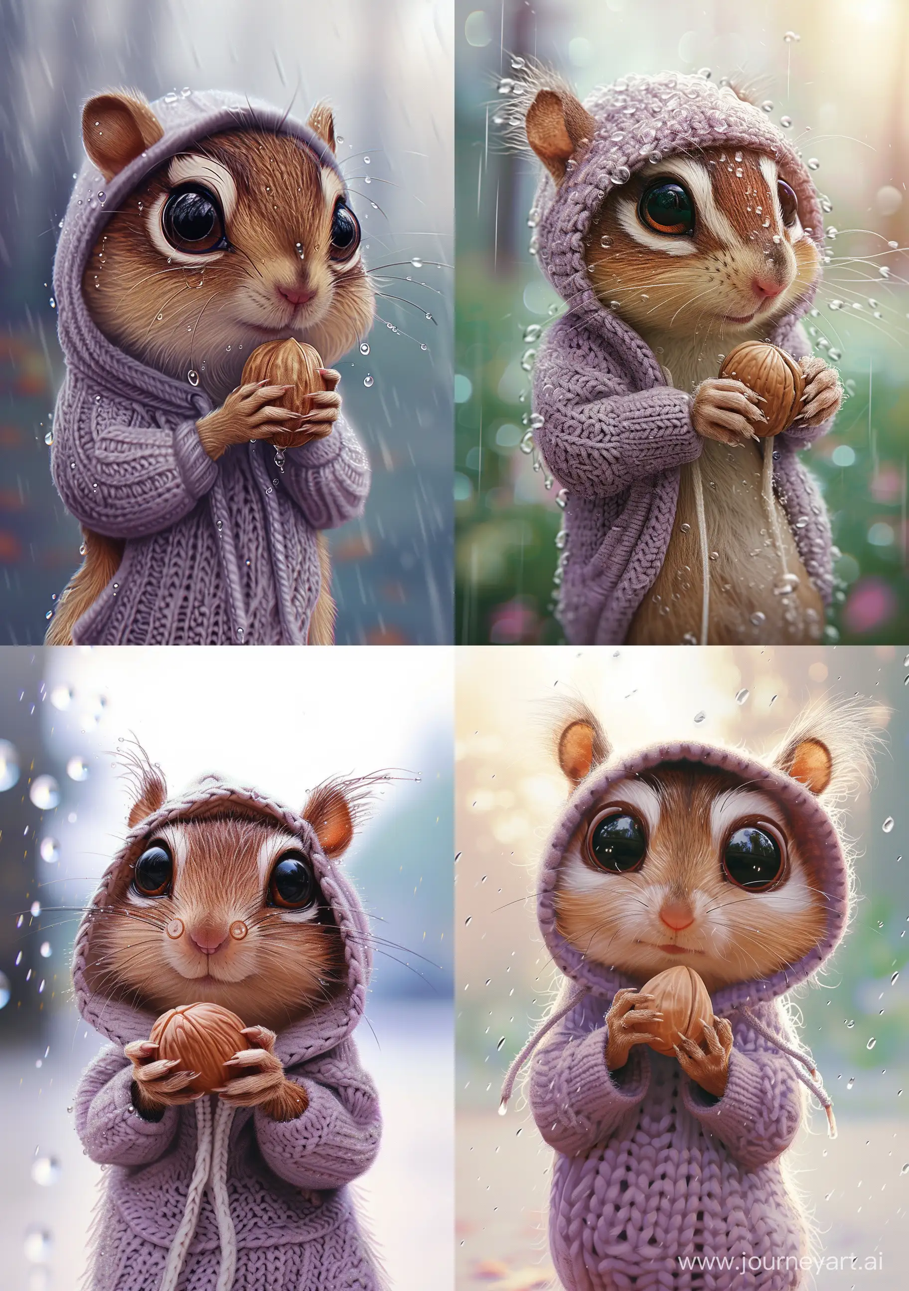 Adorable-Chipmunk-with-Forest-Nut-in-Lilac-Hoodie