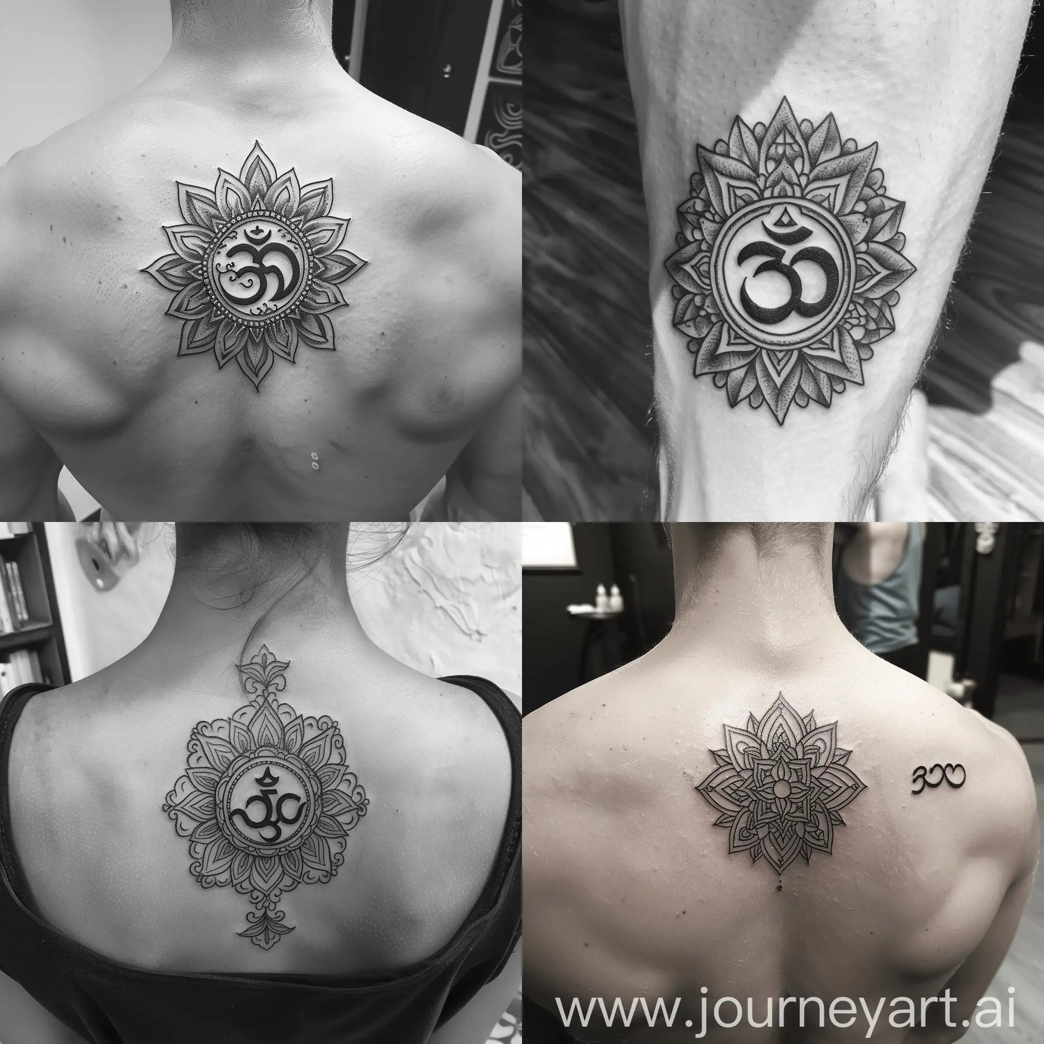 Bali Om symbol together with Mandala tattoo