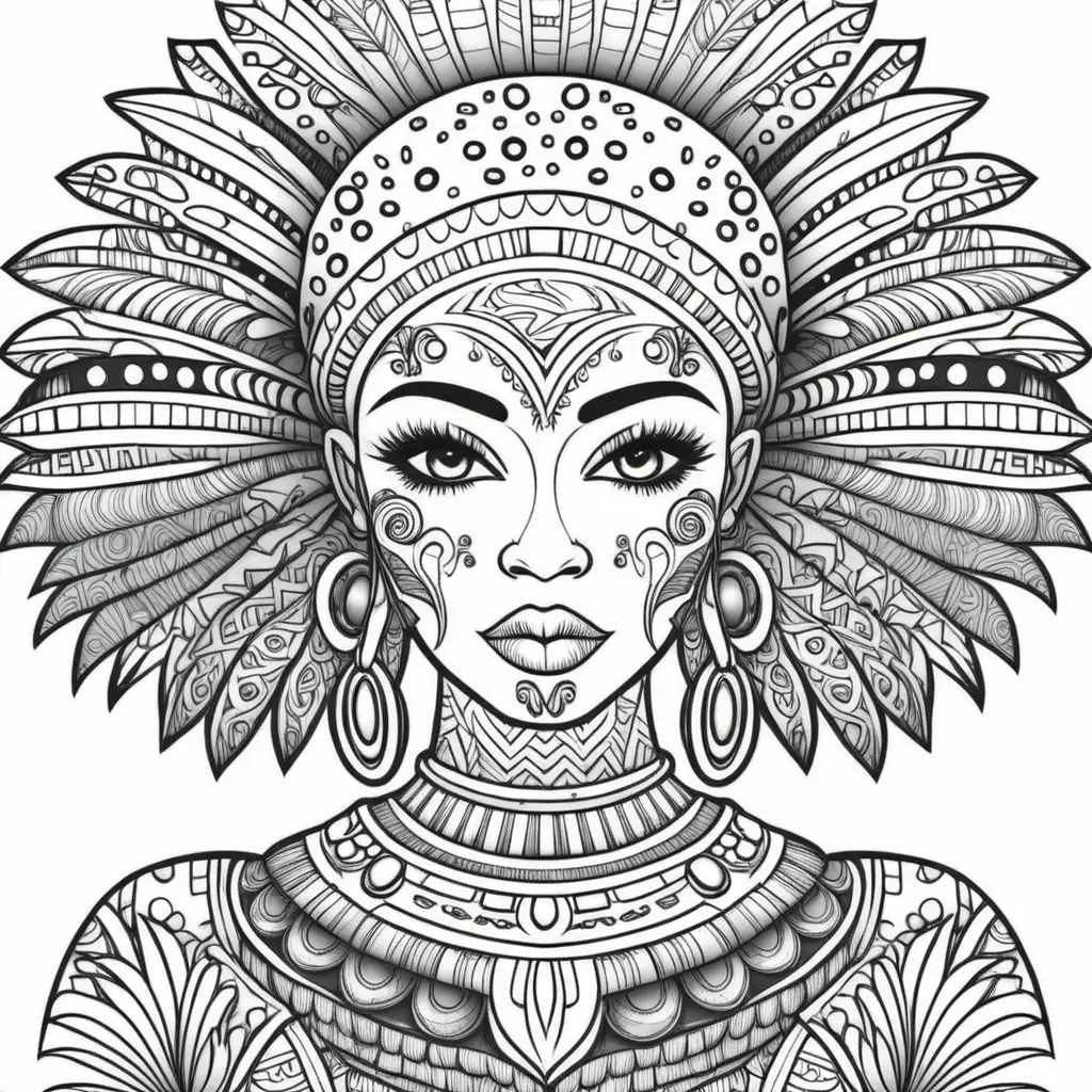 create a coloring book for adults that is on Afro bohemian design