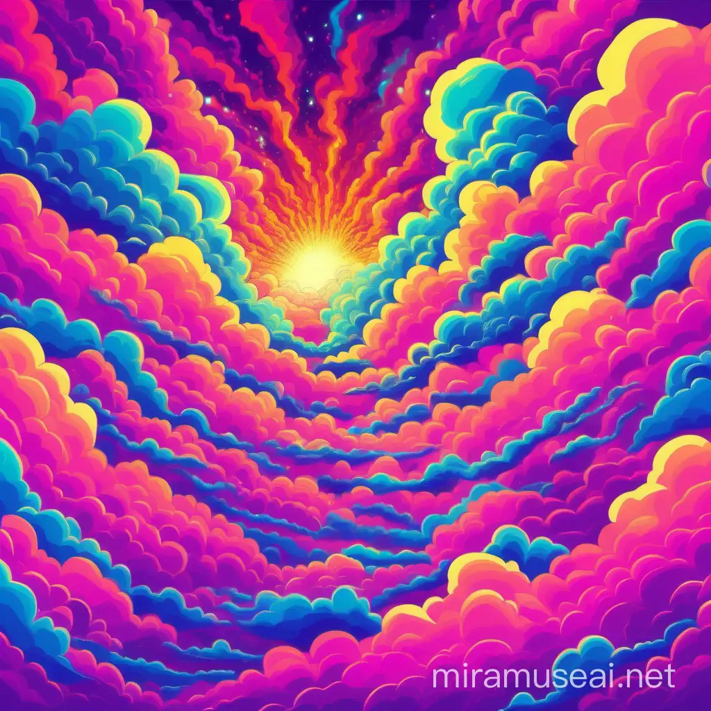 Psychedelic Trippy Colorful Clouds Art