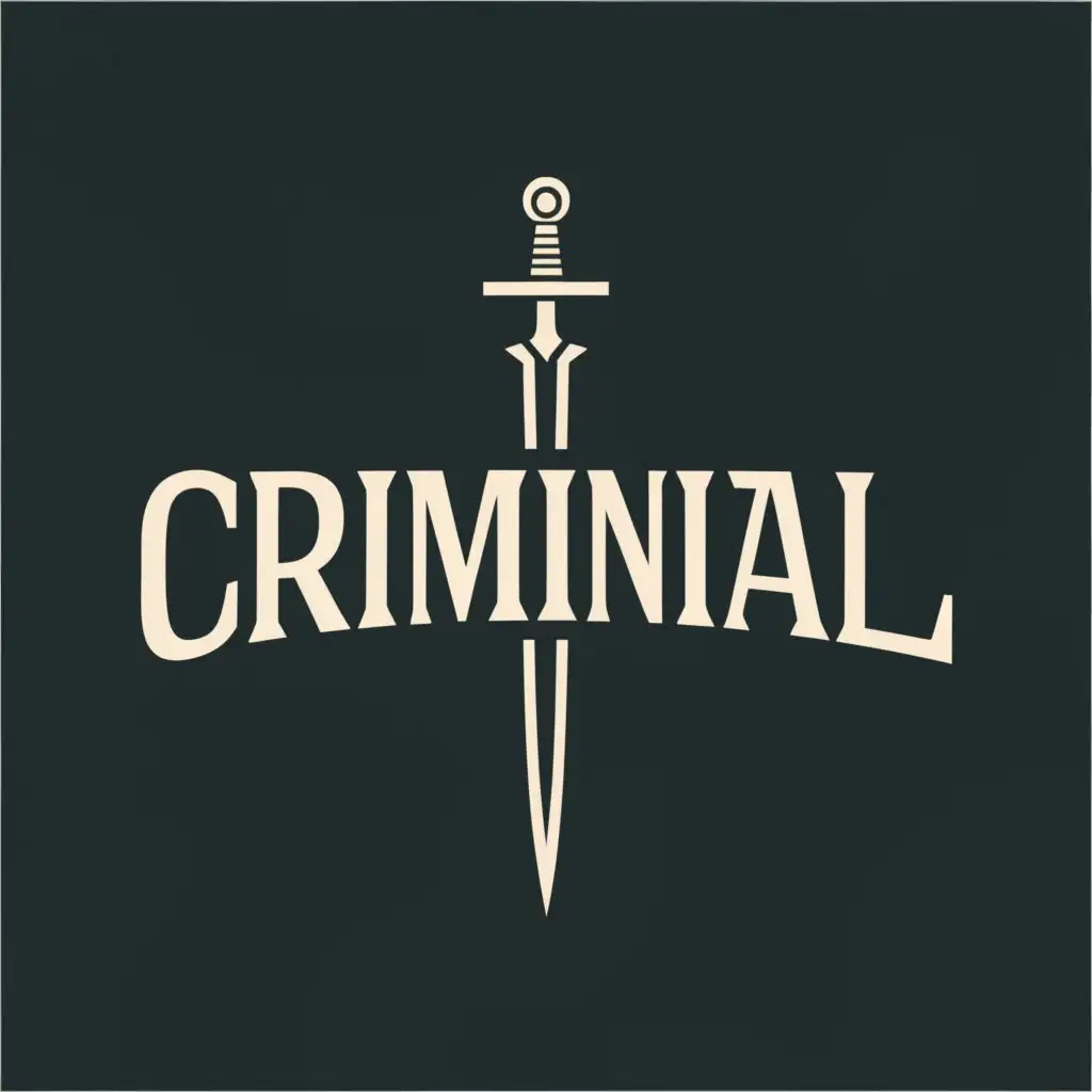 a logo design,with the text "Criminal", main symbol:Sword,Moderate,clear background