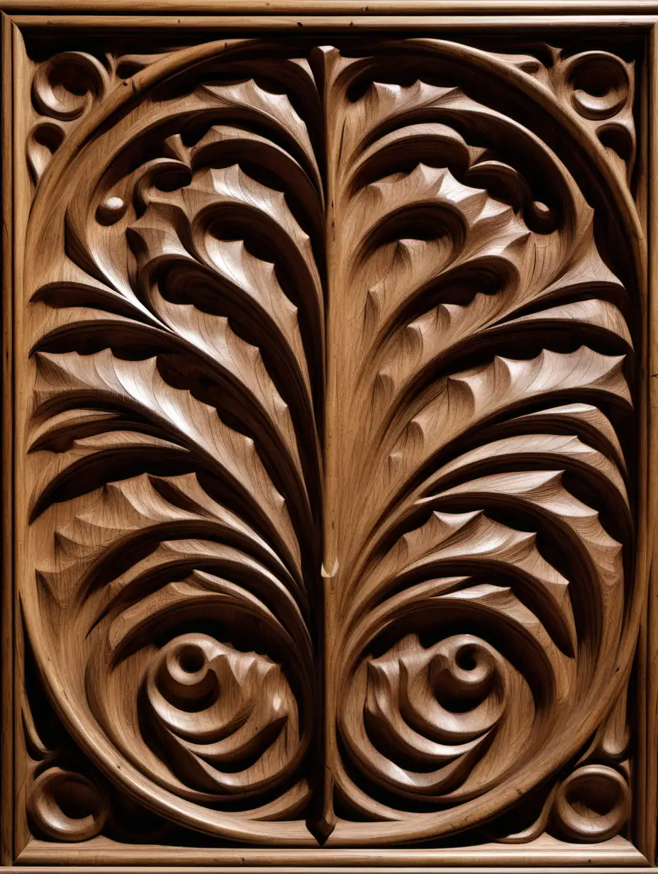 front aligned view of a fine wooden panel with a delicate design