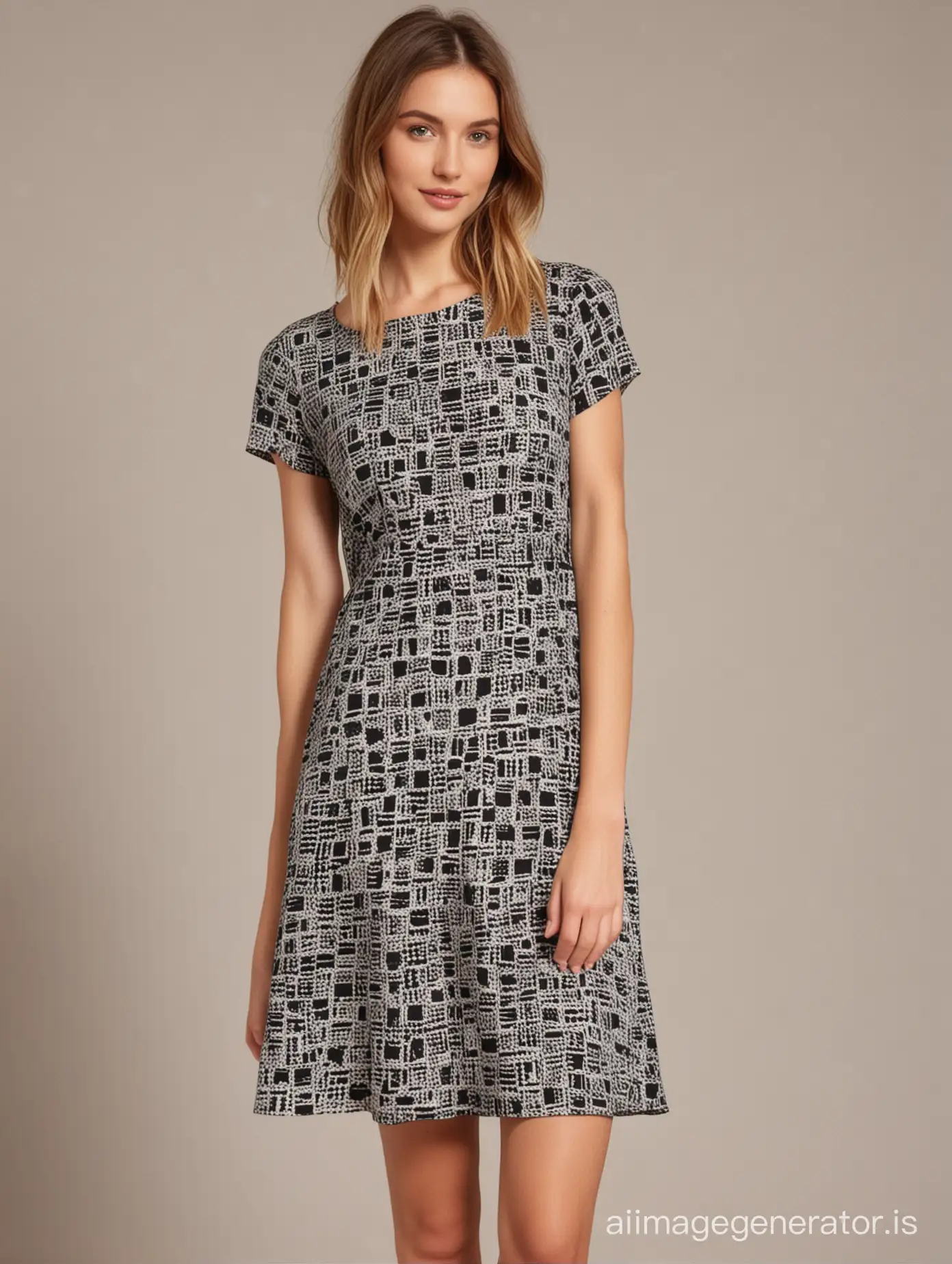 short dress with "pied de Paul" patterns