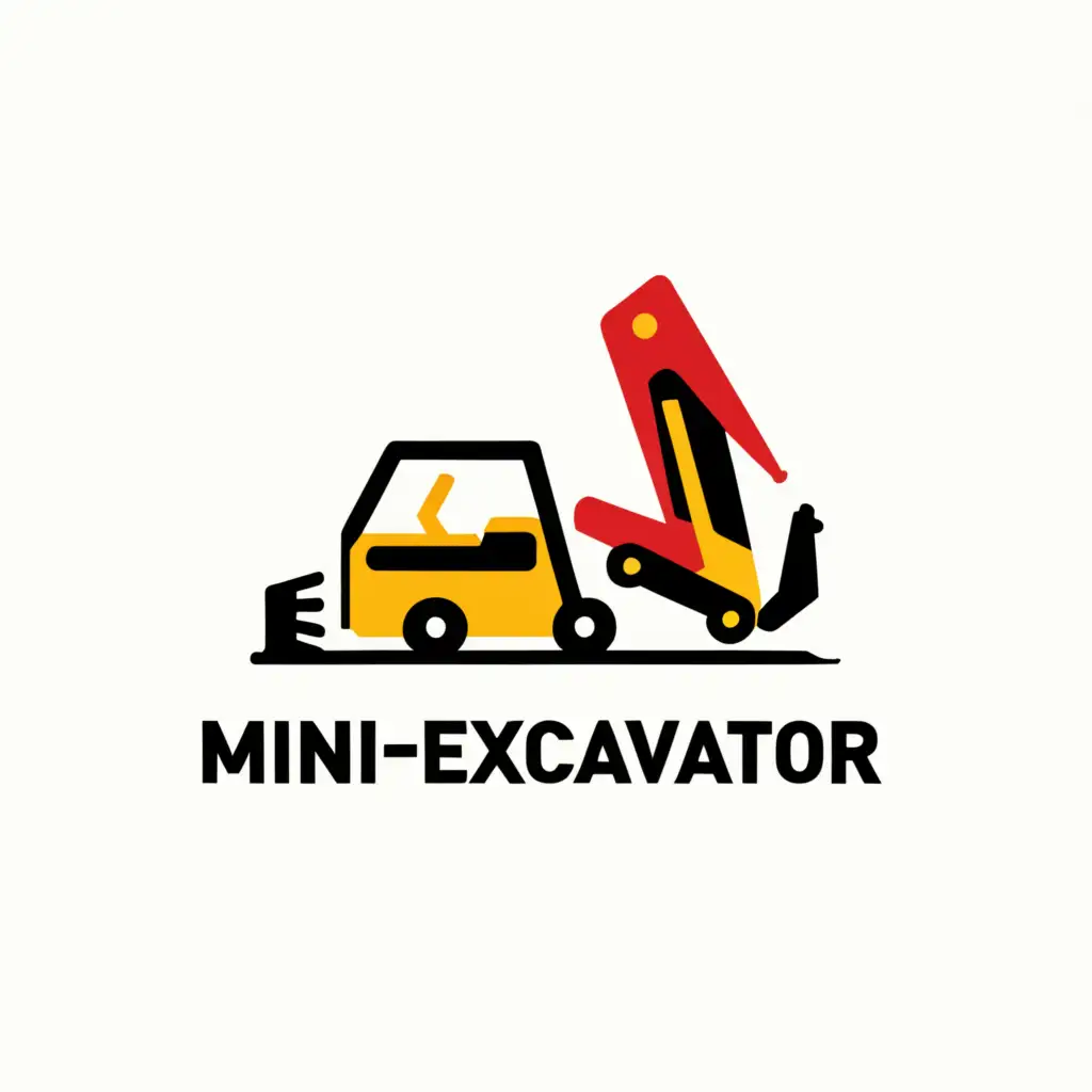 a logo design,with the text "Mini-excavator", main symbol:Draw a logo with a tow truck, on which a mini-excavator.,Moderate,clear background