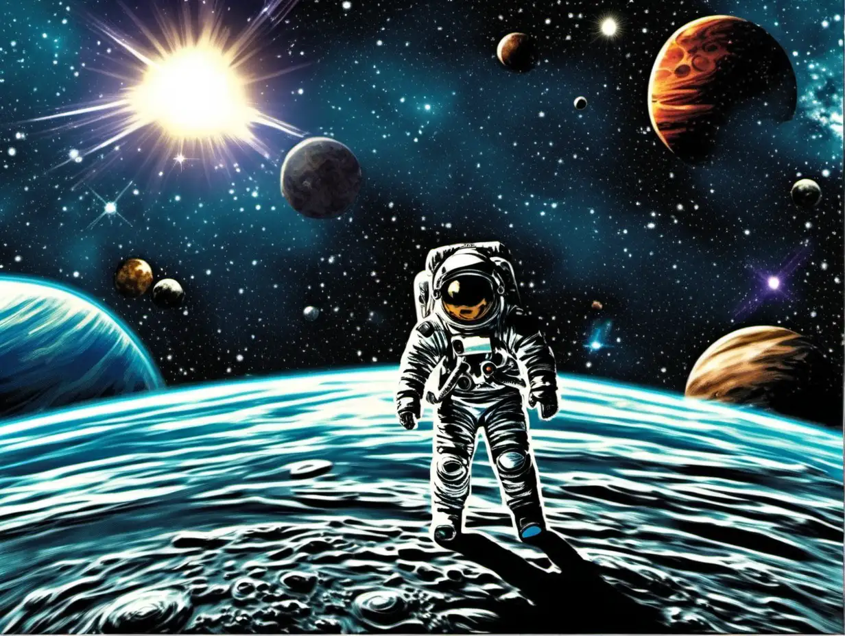 Vibrant Animated SpaceThemed Postcard Explore the Cosmos in 43 Aspect Ratio