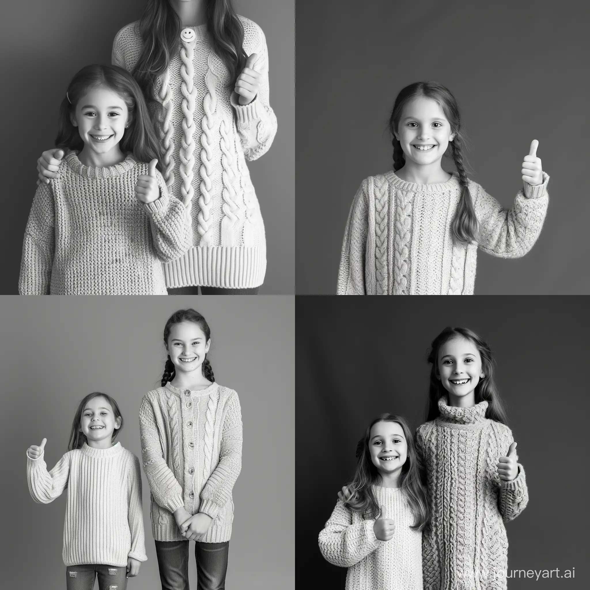 Cheerful-TenYearOld-Girl-in-LightColored-Sweater-Gives-Thumbs-Up