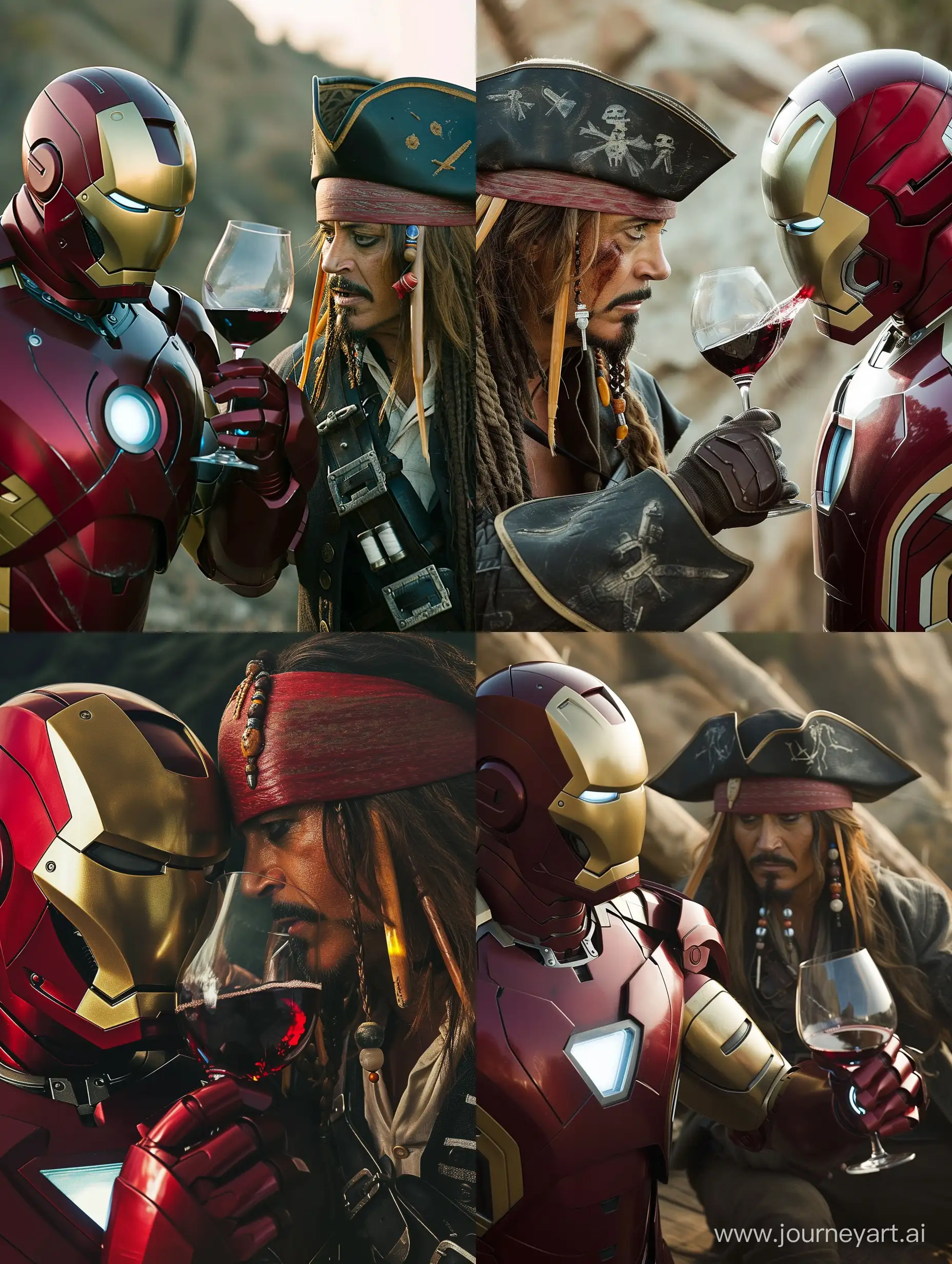 Iron-Man-and-Jack-Sparrow-Enjoying-Wine-Together