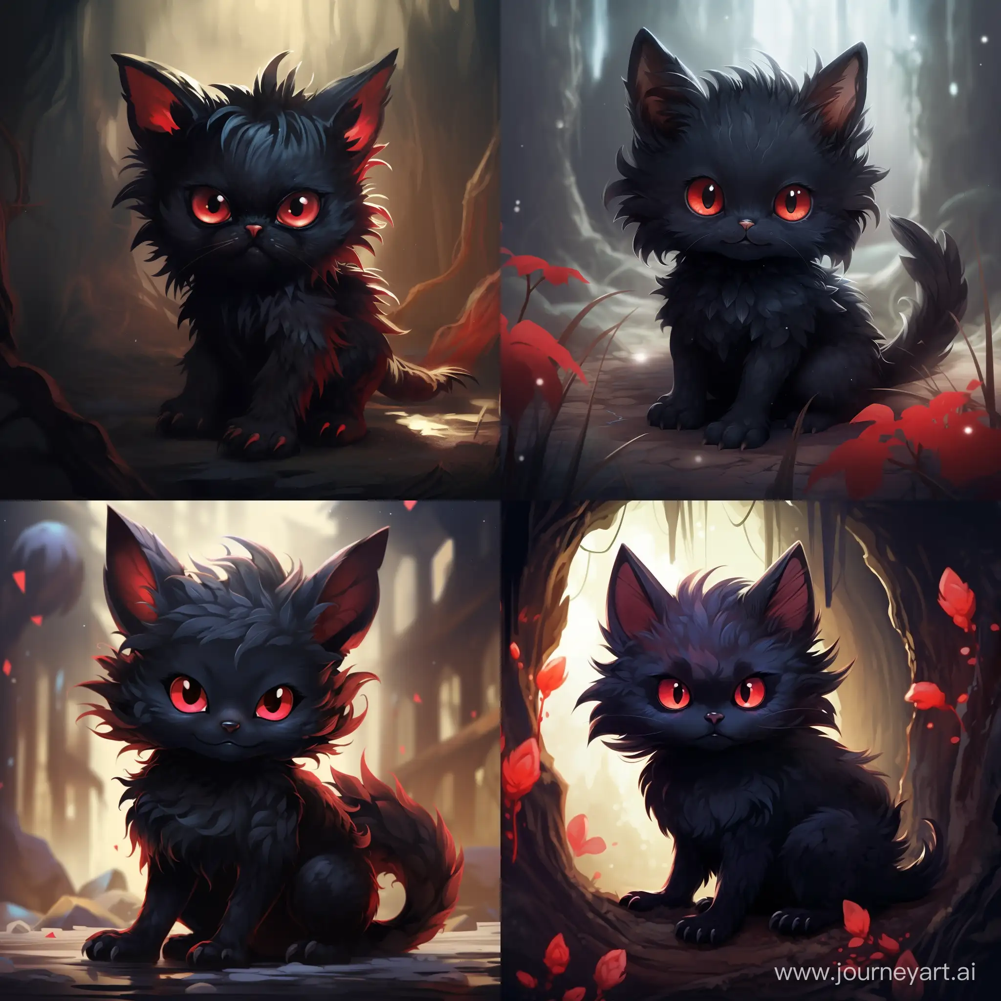 a really cute black taidum furry with red eyes