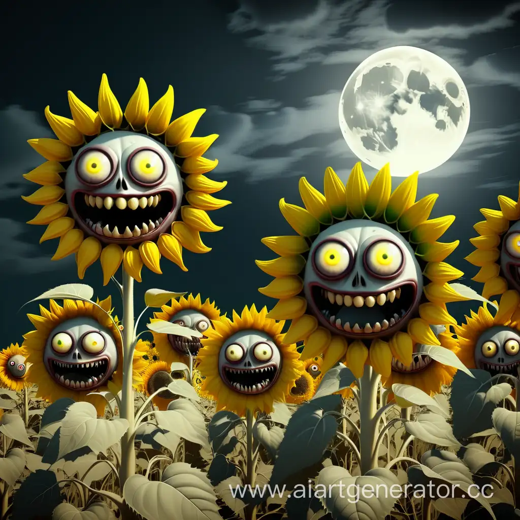 Menacing-Moonlit-Mutant-Sunflowers-with-Eyes-and-Fangs