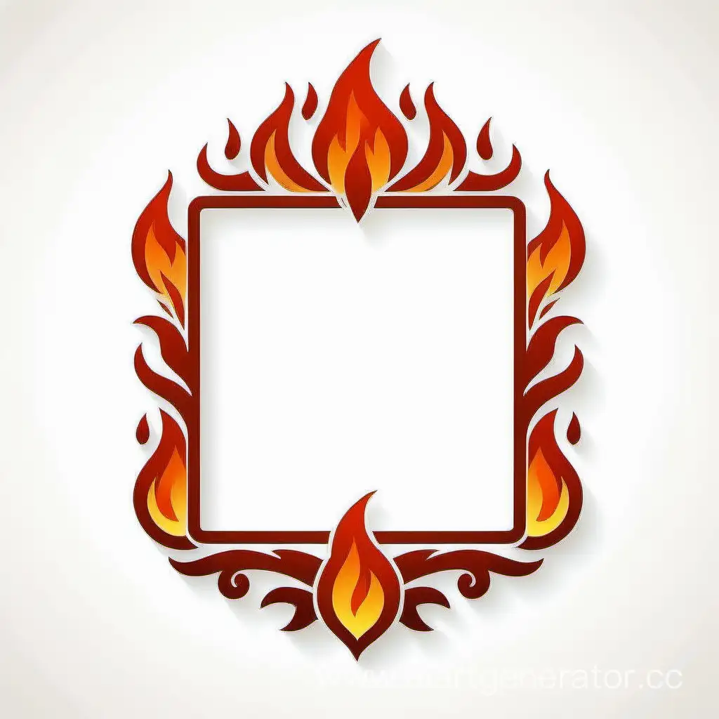 simple icon of a fire vintage frame, made of border fire. white background.