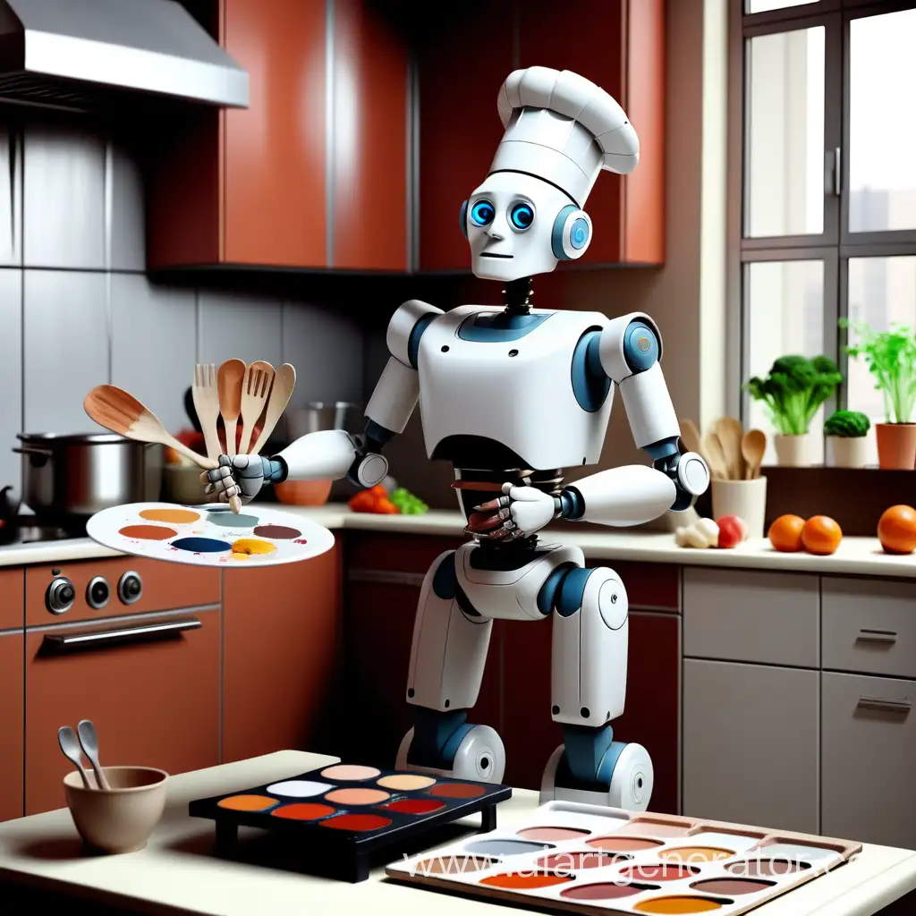 Robot-Artist-Painting-with-a-Palette-and-Cooking-Utensils