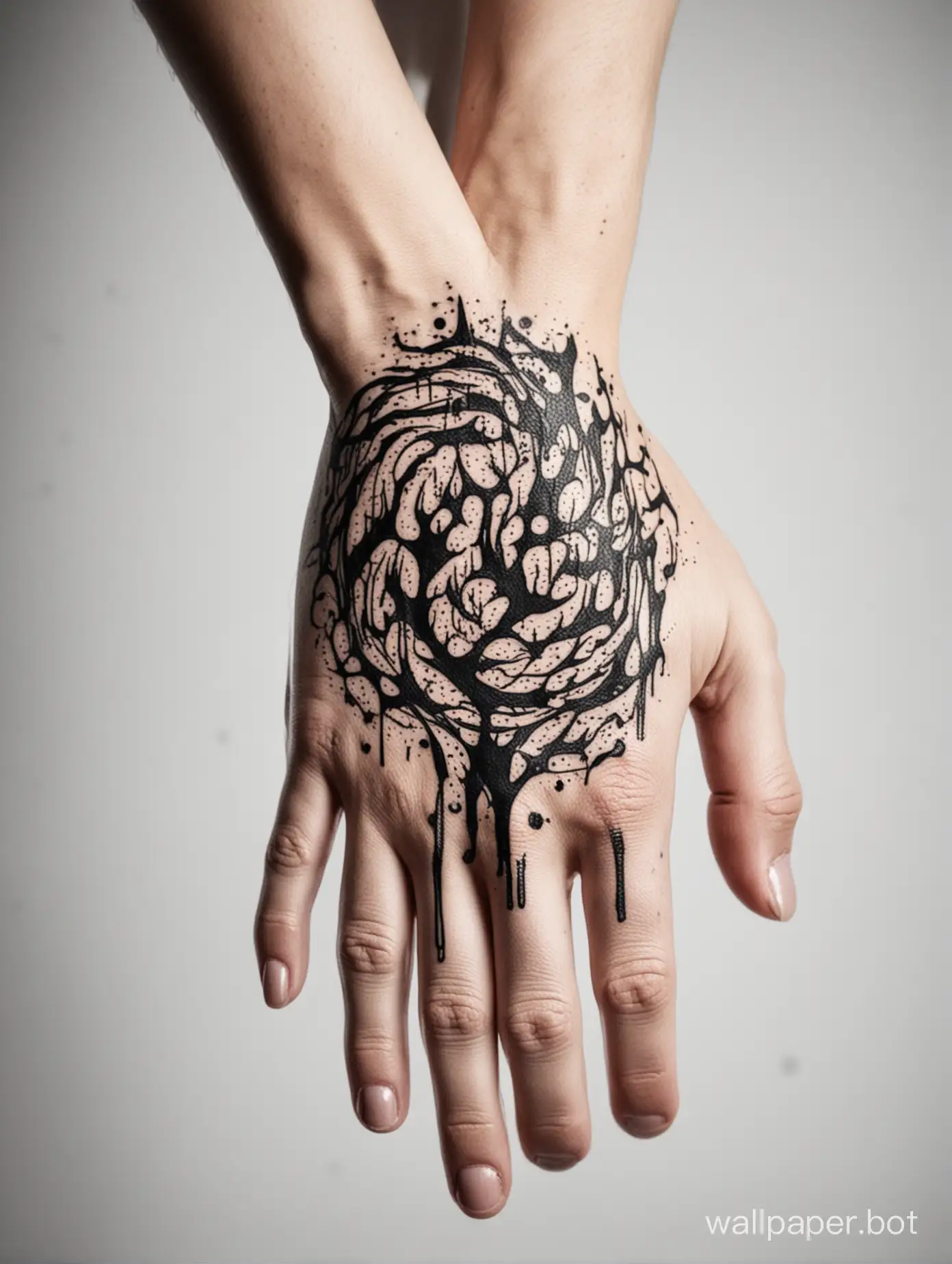 Minimalistic-Hand-Tattoo-Design-with-Torn-Vein-Explosive-Ornament