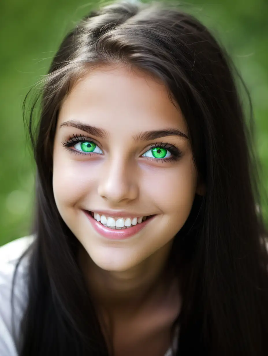 Captivating Young Woman with Enchanting Green Eyes and Radiant Smile
