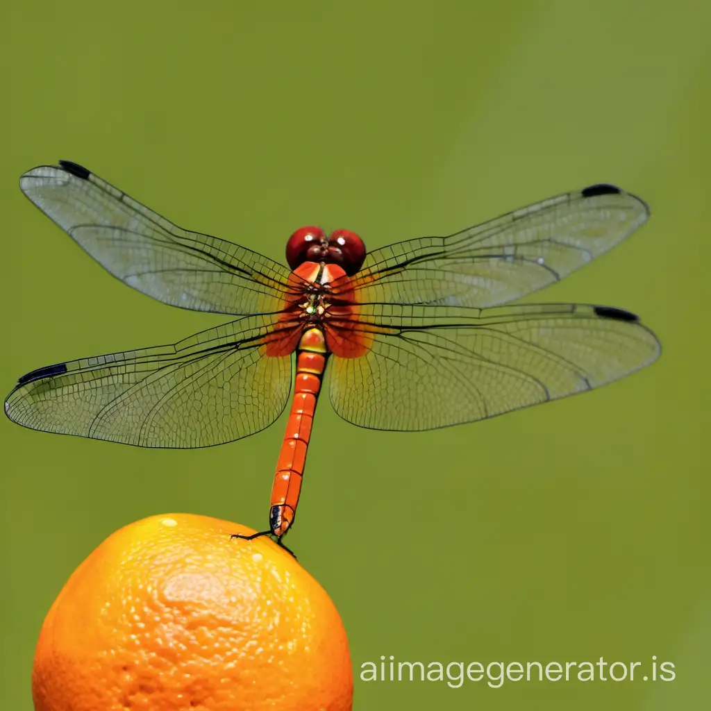 Colorful-Dragonfly-with-Orange-Accents-Flying-in-Nature