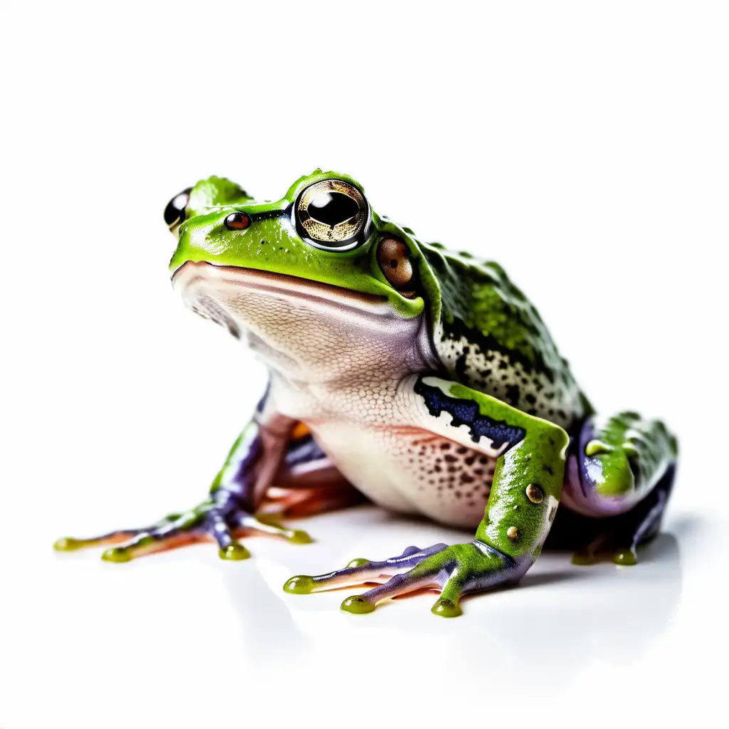 Frog, wide shot photo, white background, style of ultrafine detail, high quality photo, no shadow, white background, 95 mm f/5.6