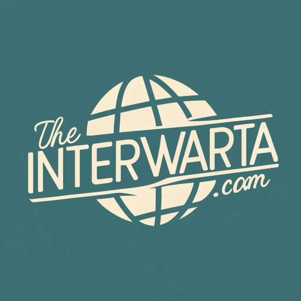 logo, Globe, newspaper, with the text "TheInterwarta.com", typography, be used in Entertainment industry