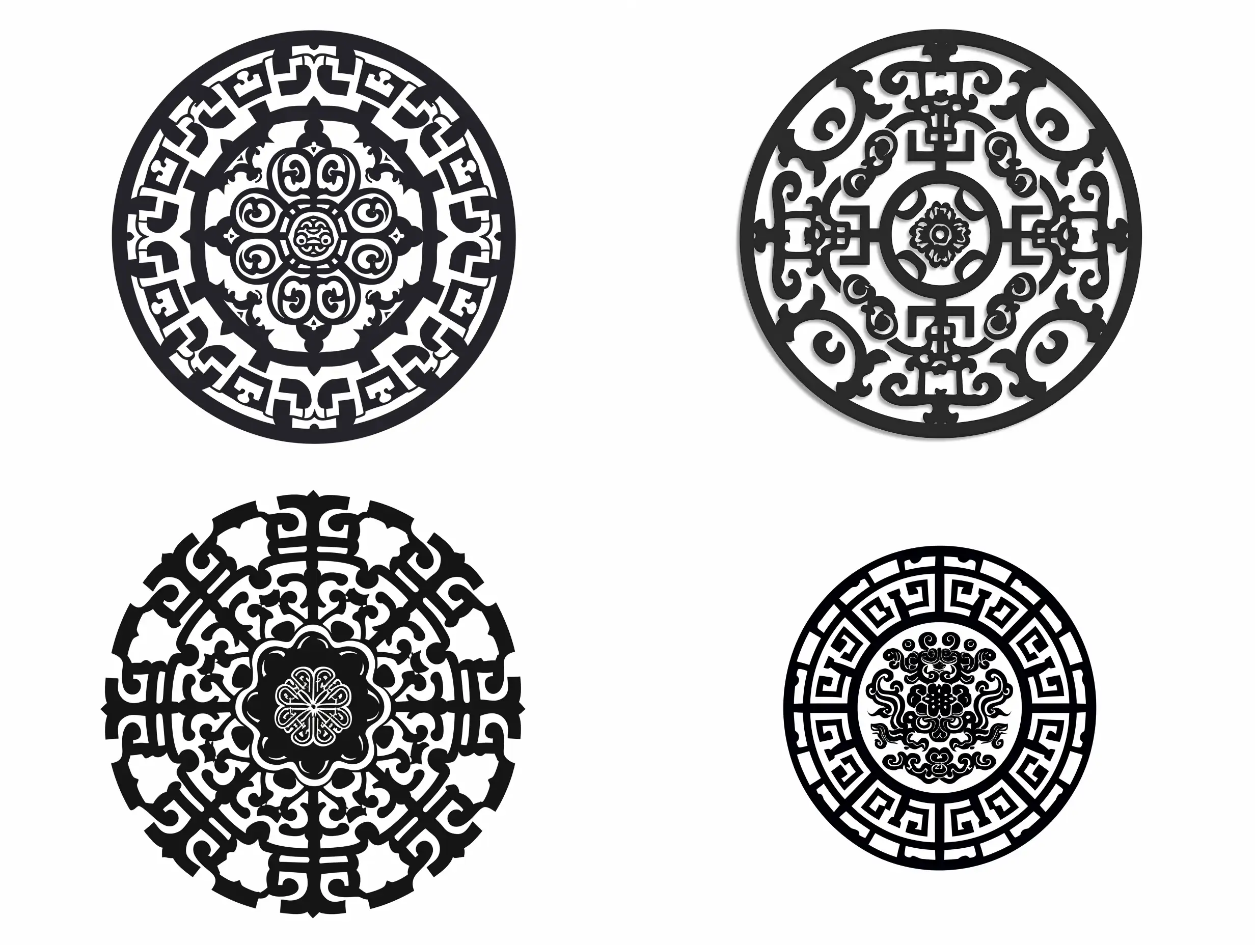 Round-Ancient-Chinese-Ornament-on-White-Background