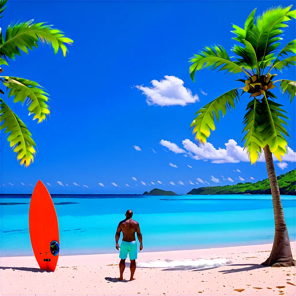 A with man on a Caribbean beach