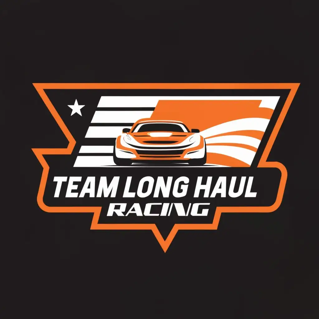 LOGO-Design-for-Team-Long-Haul-Racing-Bold-Rectangle-and-Tricolor-Flag-Symbolizing-Speed-and-Victory-in-a-Minimalistic-Automotive-Industry-Standard