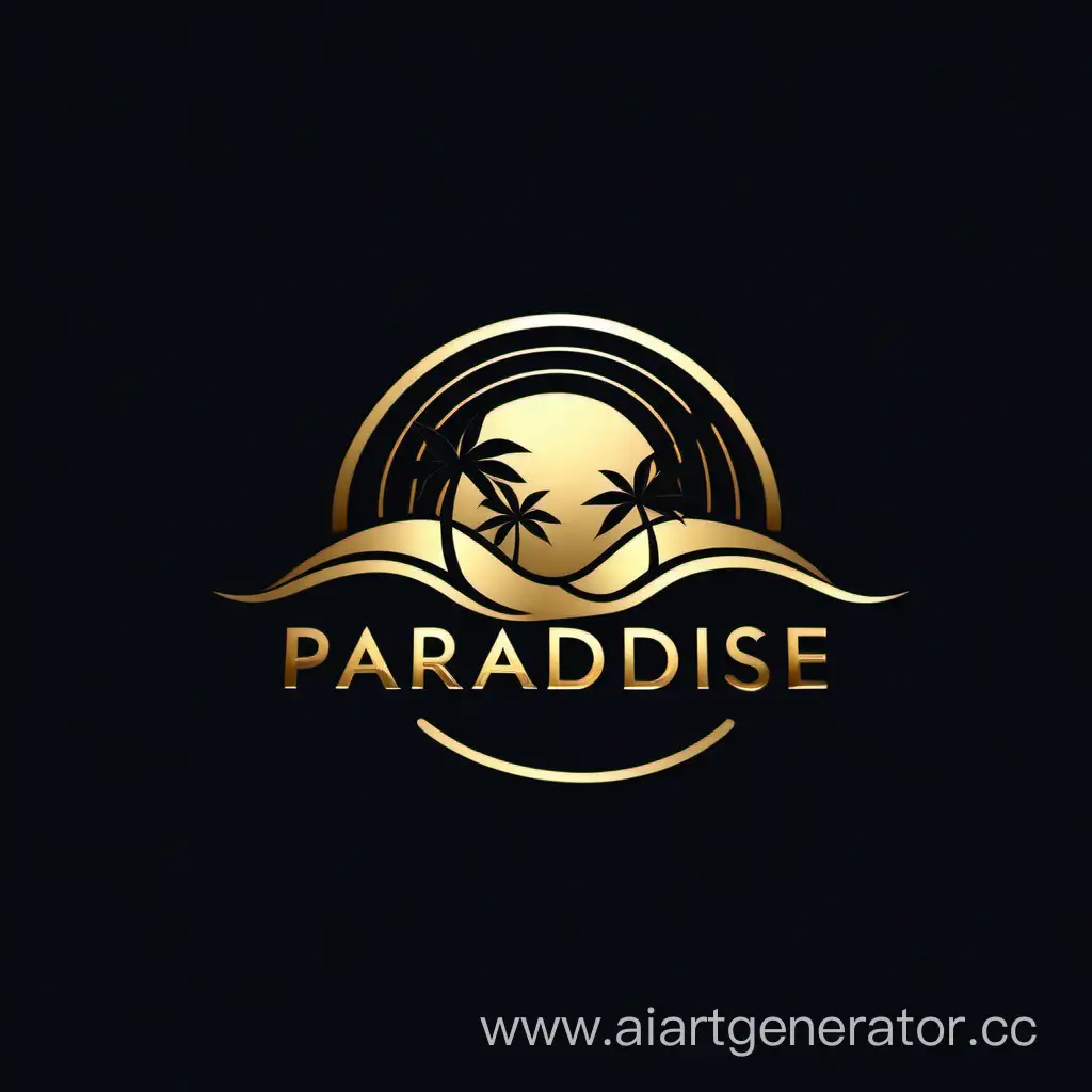 Elegant-Minimalistic-Gold-Logo-Design-with-Paradise-Inscription-on-Black-Background