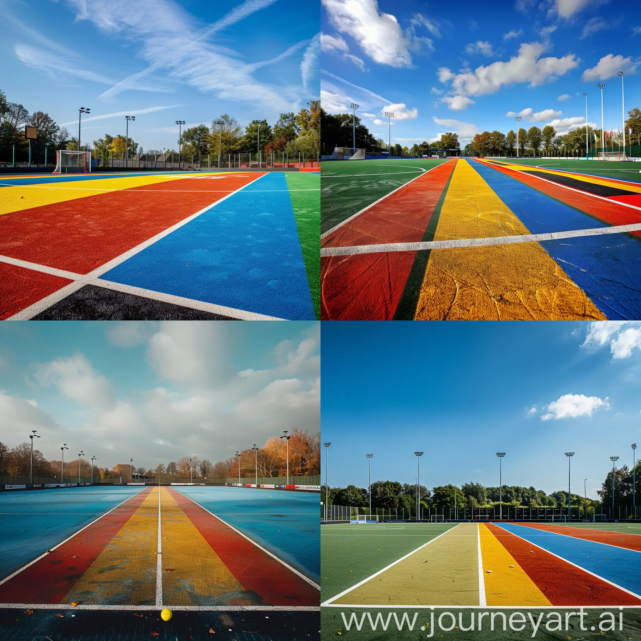 A hockey field with colors of belgium