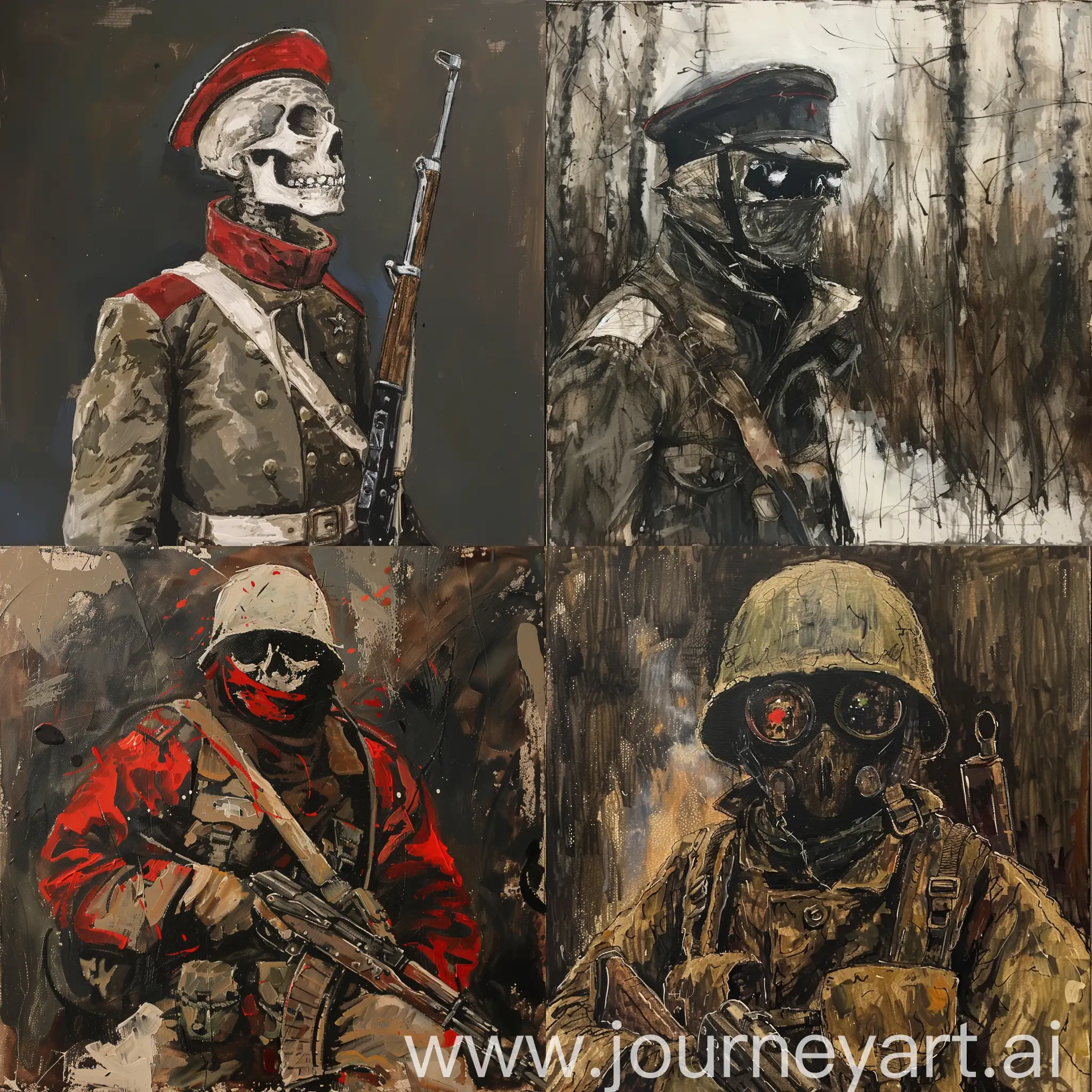 Russian-Soldier-Phantom-Gouache-Painting