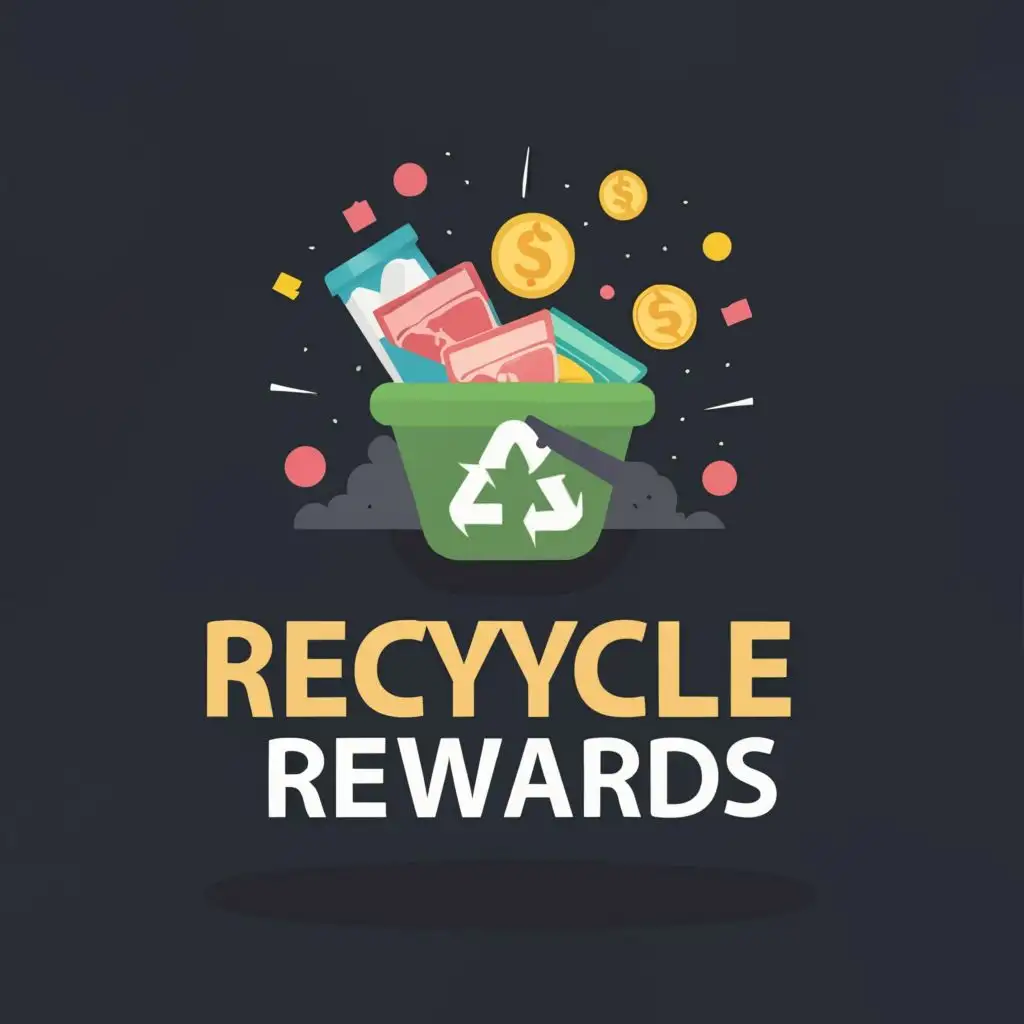 logo, recycle, dustbin, money, coin  , with the text "Recycle Rewards", typography, be used in Nonprofit industry