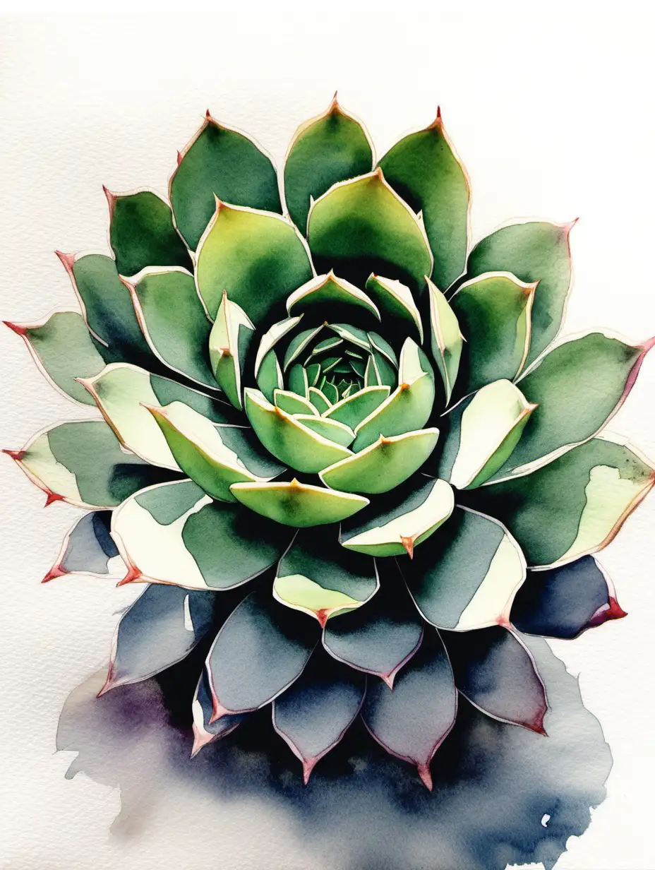 minimalistic watercolour painting of a succulent