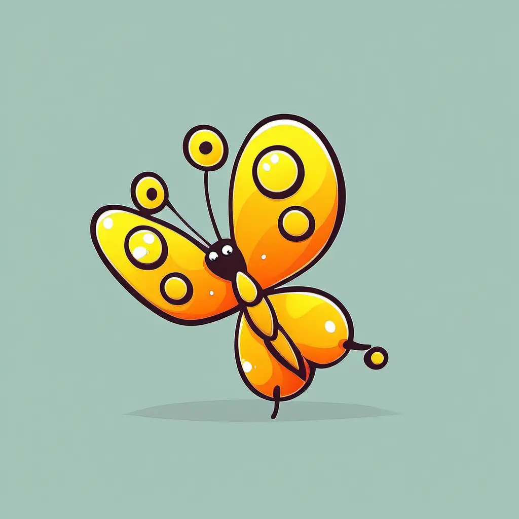Yellow and Orange Cartoon Butterfly Playful Fluttering Insect Illustration