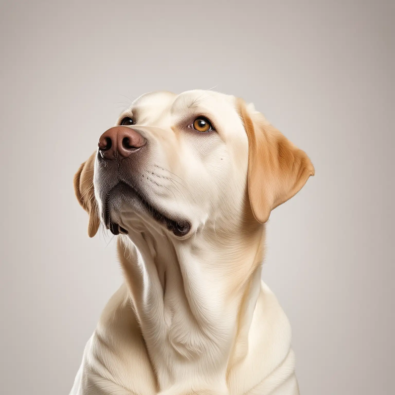 Adorable Labrador Dog Gazing Upwards on a Clean White Background