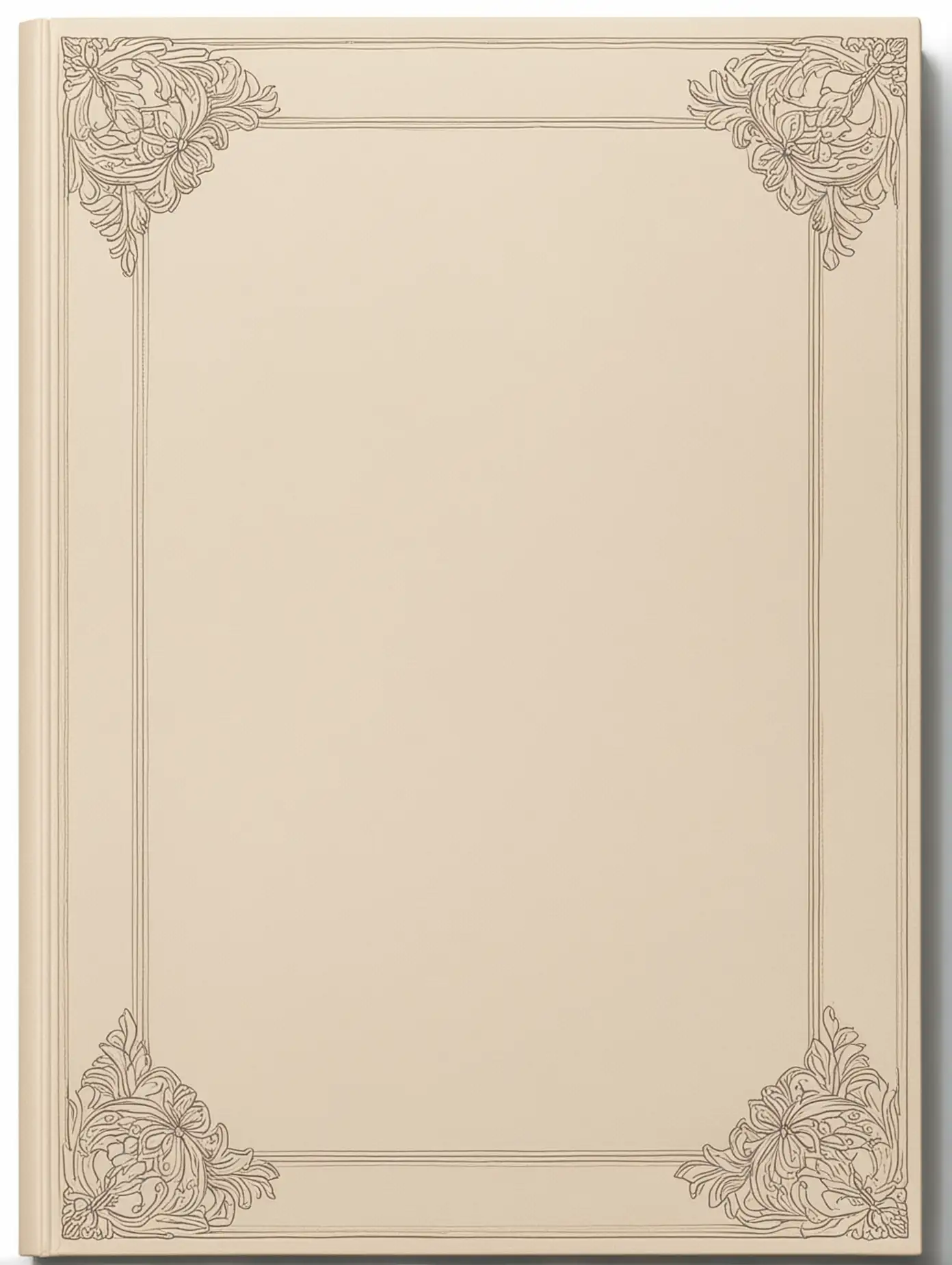 A blank book cover with a simple, twining border