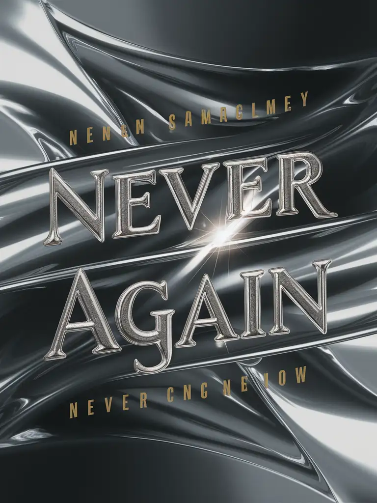 обложка для книги "never again" полностью серебристого глянцевого цвета

