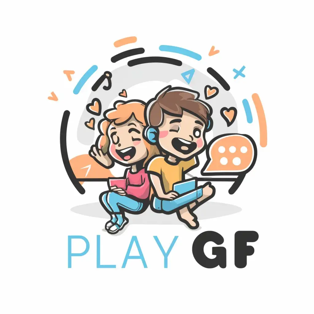 a logo design, with the text 'playgf', main symbol: Chat Room Girls and Boys, Moderate, clear background