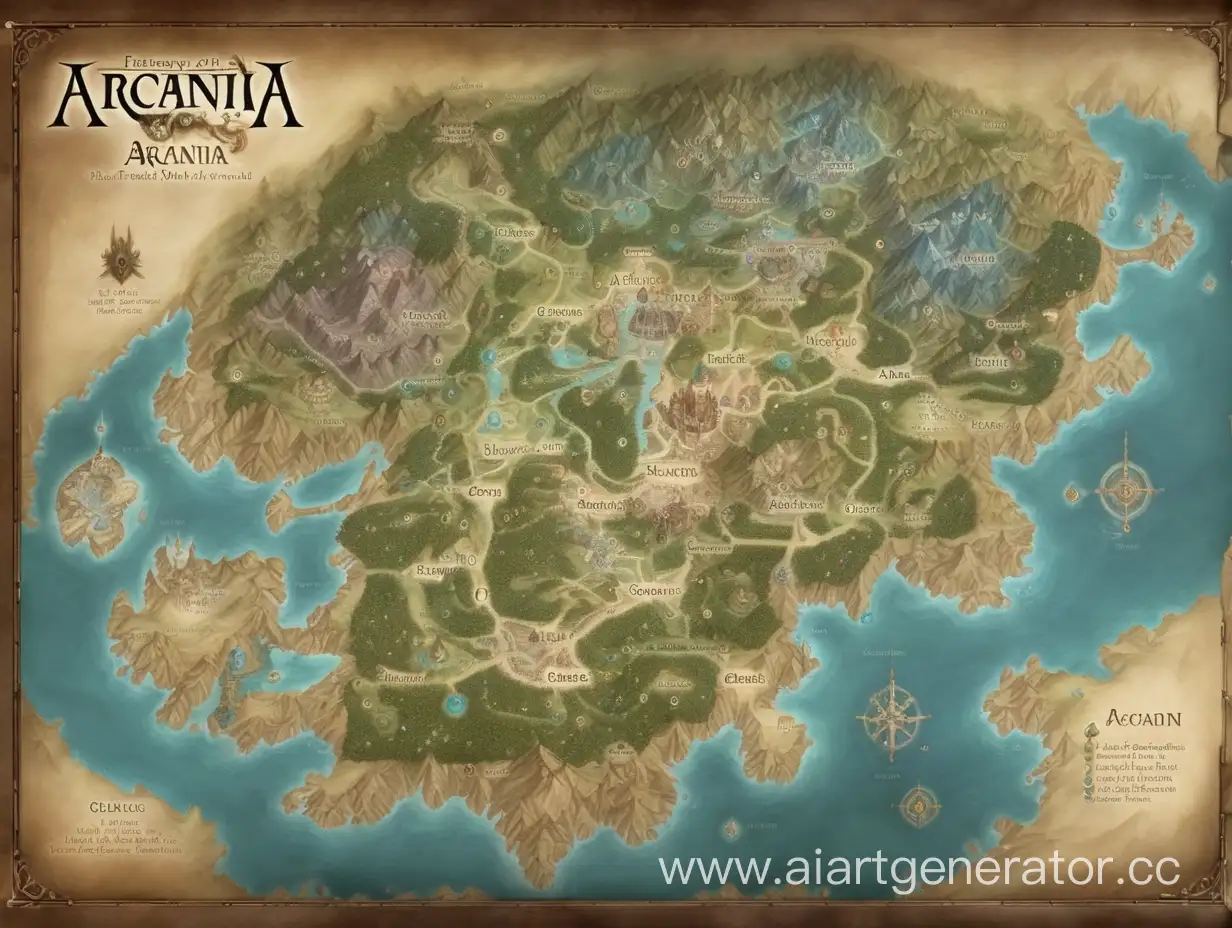 A map of the fantasy world of Arcania