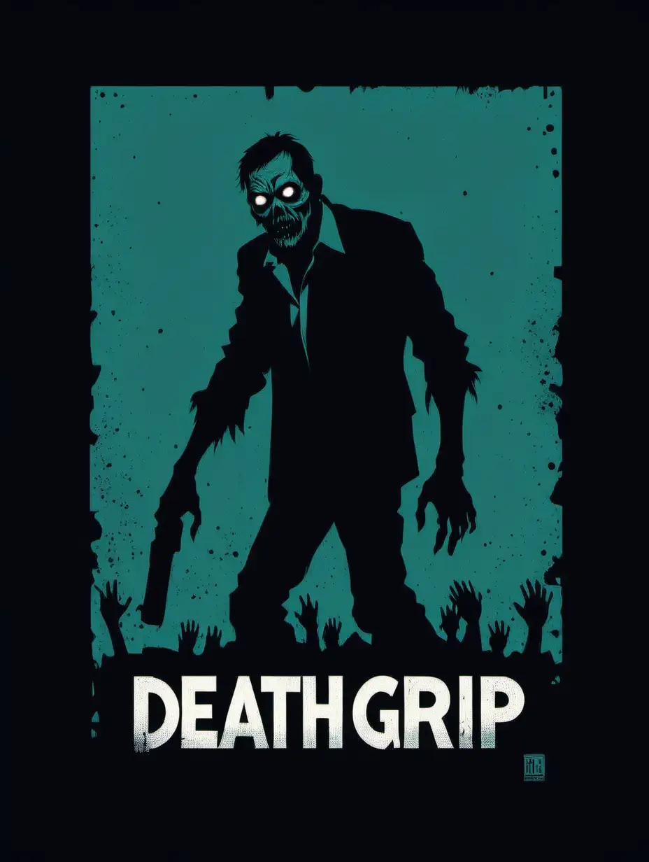Deathgrip, stencil, simple, minimalist, vector art, negative space, movie poster, grindhouse, zombie 