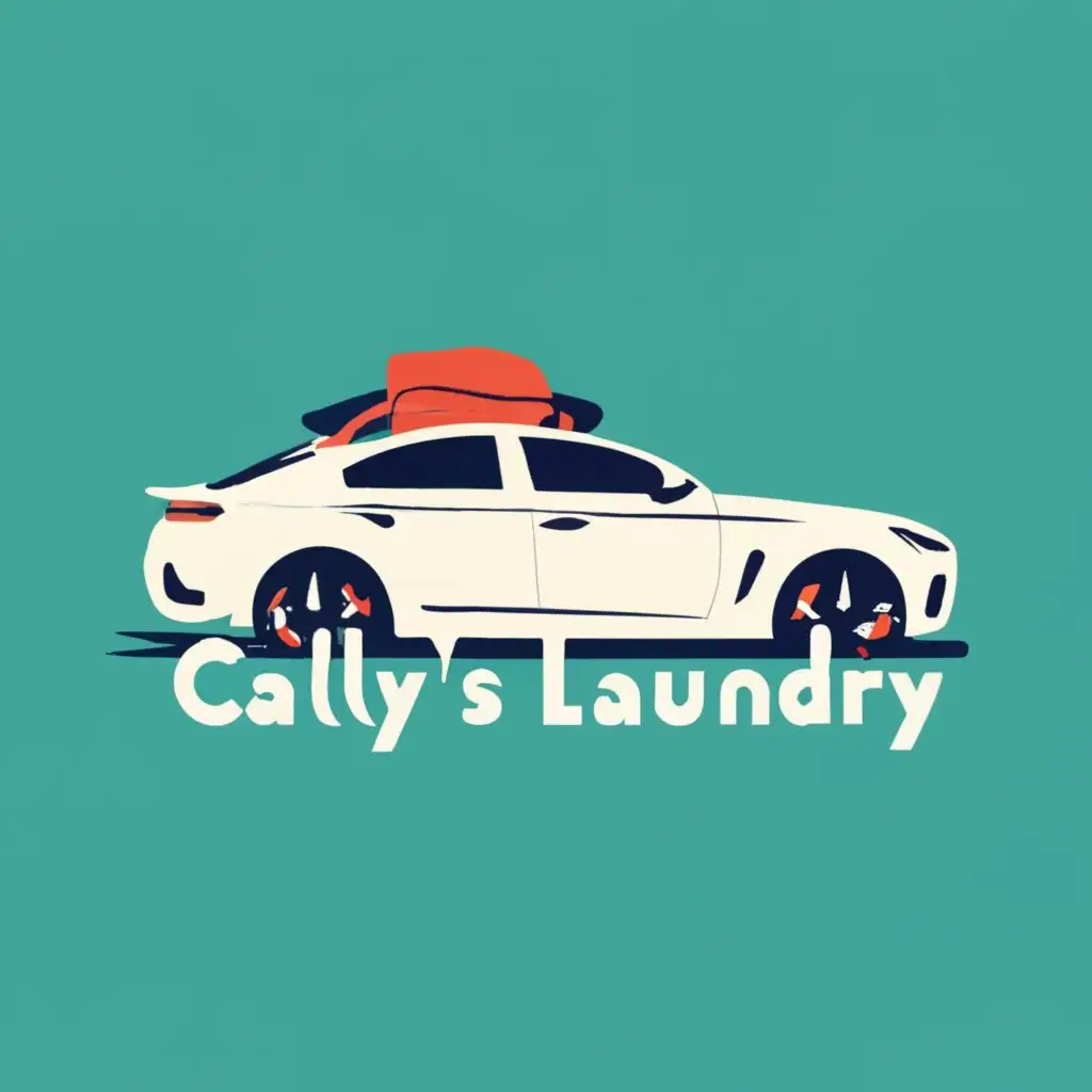 logo, Car and Laundry, with the text "Cally's Laundry and Uber Services", typography
