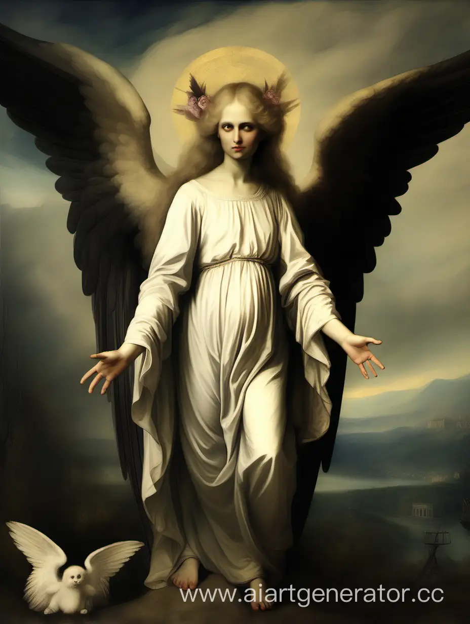 Сгенерируй злого ангела в стиле картины 19 века