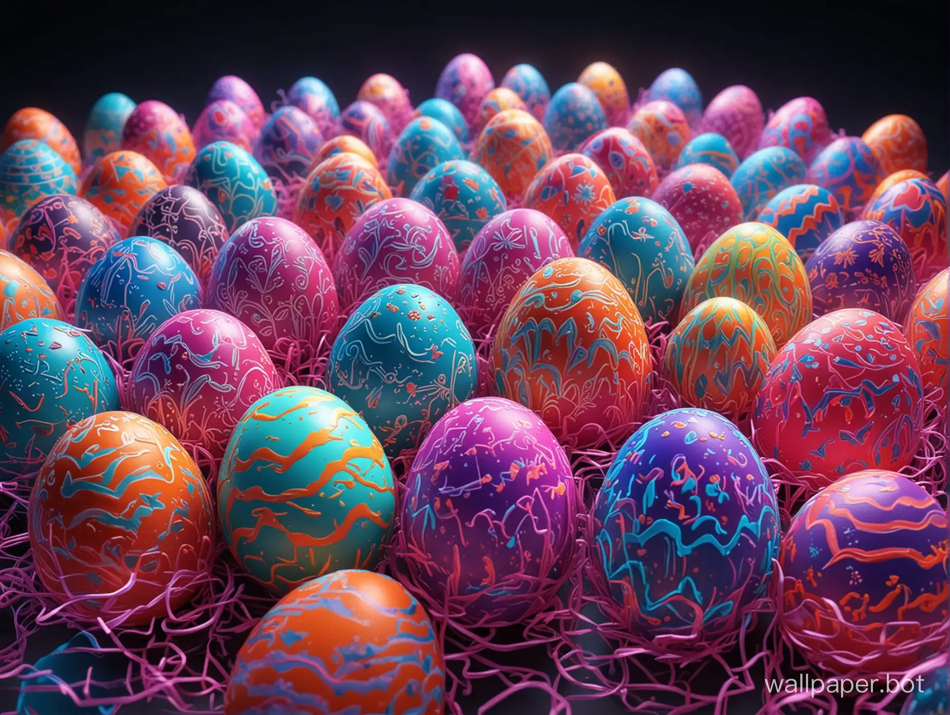 neon easter eggs 3d extremely detailed