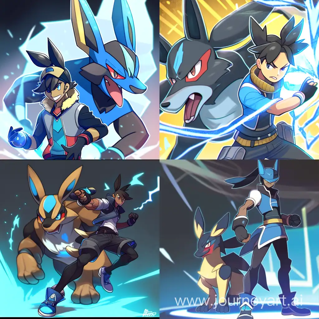 Lucario and his trainer Pokemon only one picture 