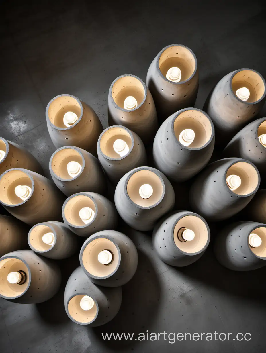 Abstract-Overhead-View-of-Unique-Concrete-Table-Lamps