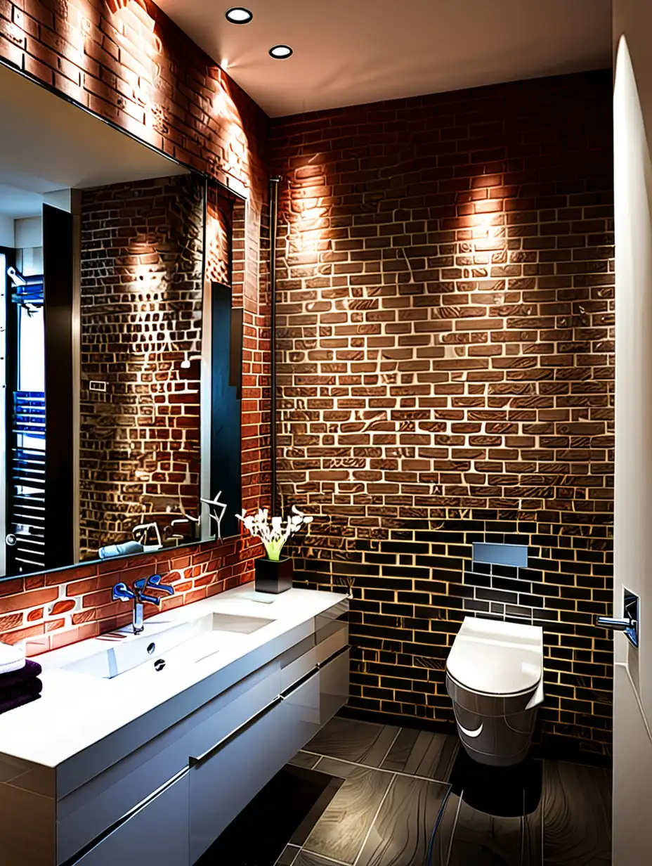 Modern Bathroom Design with Brick Wall