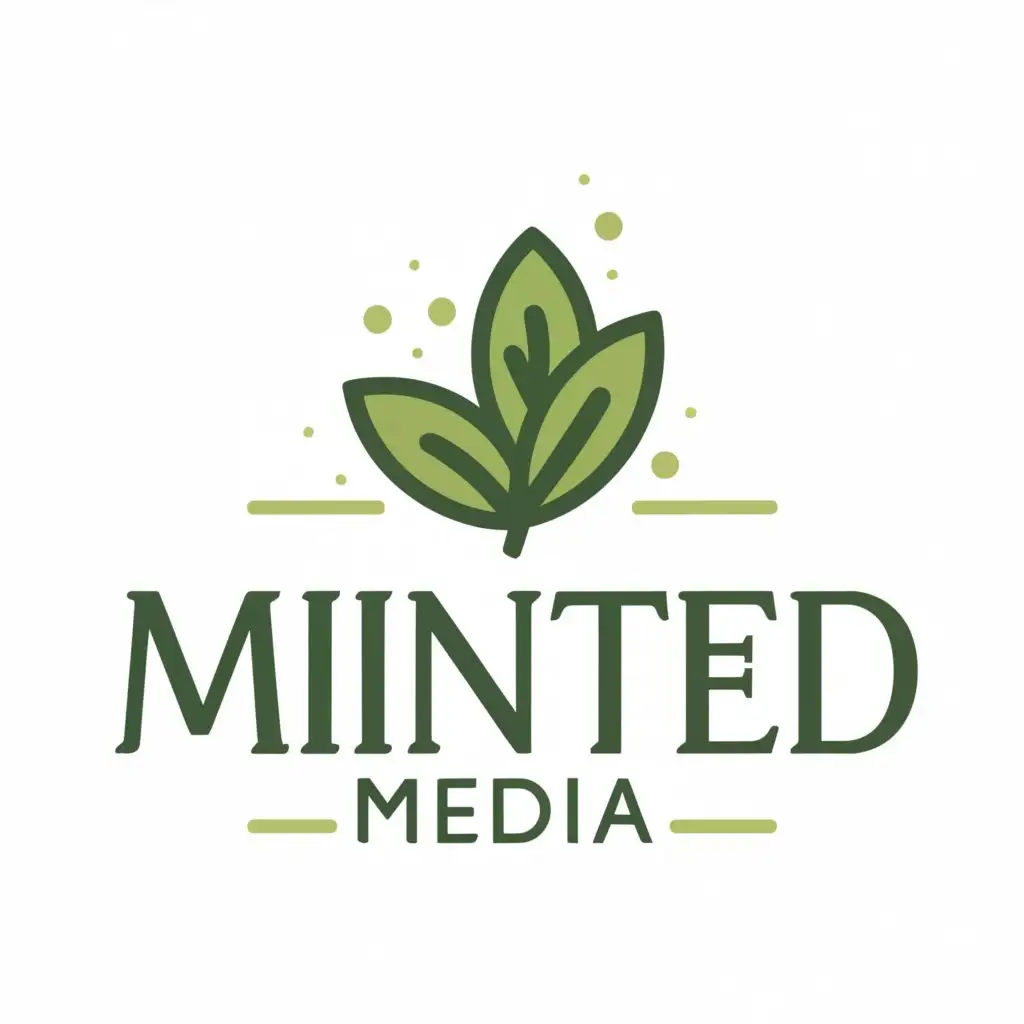 logo, Mint leaf, with the text "Minted Media", typography