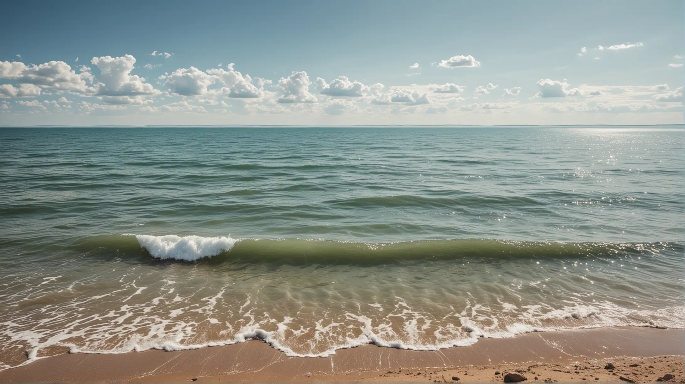 realistic photo of lake huron on a summer day